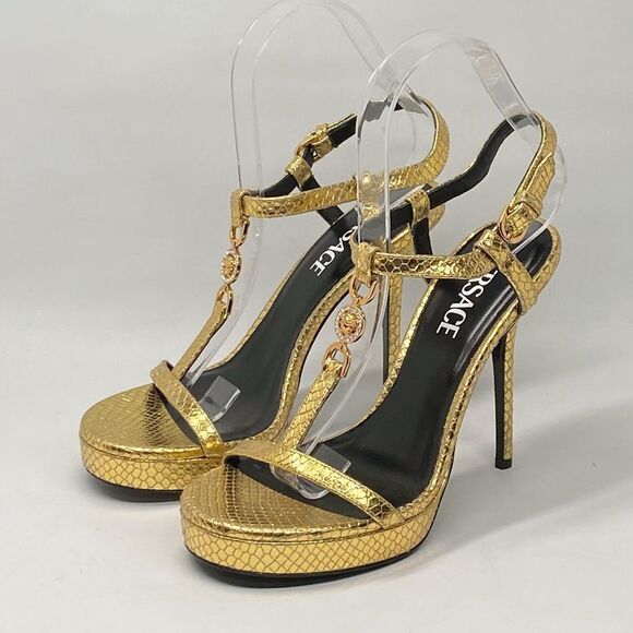 Versace Gold Medusa '95 Metallic Heeled Sandals size 36 - Picture 5 of 14